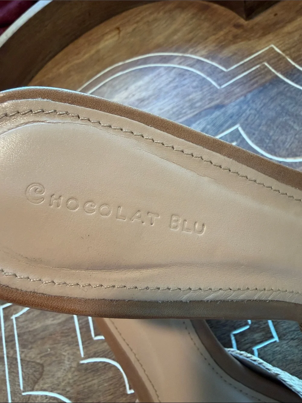 Chocolat Blu Braided Tan Slide Heels